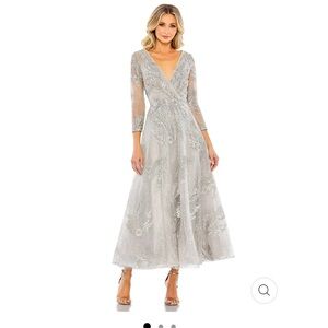 FREE SHIPPING MAC DUGGAL 20336 Embellished Wrap Over 3/4 Sleeve Dress 10 NEW